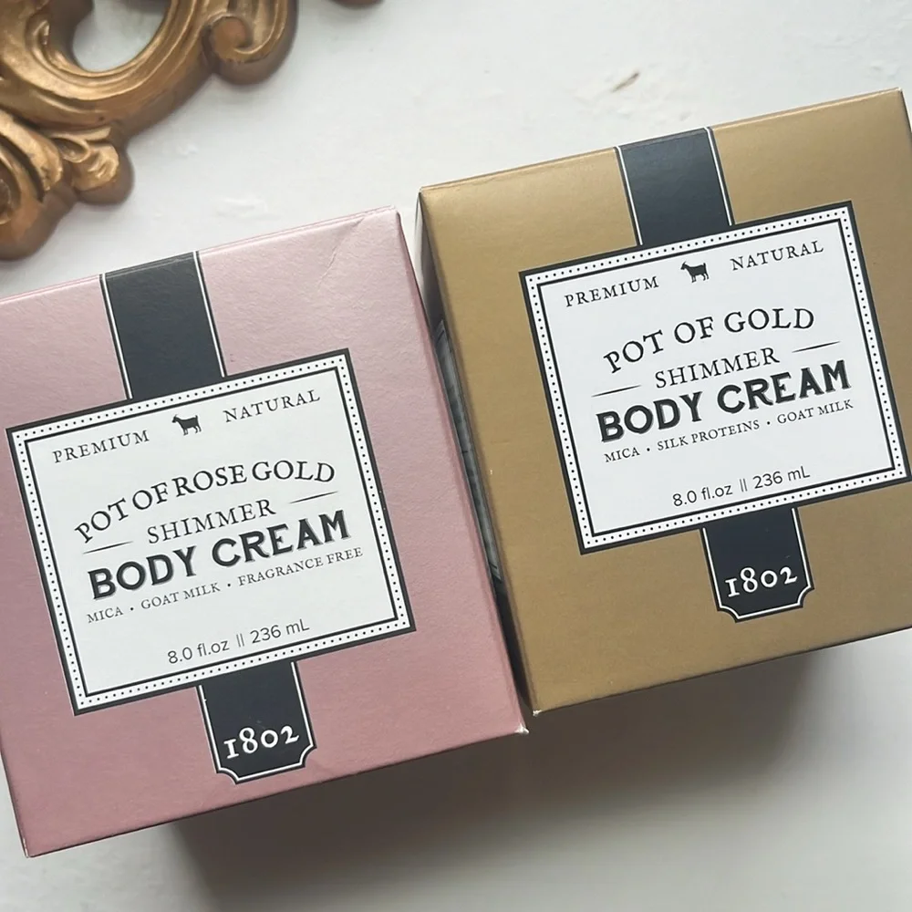 NEW Beekman Pot of Gold and Rose Gold Body Cream Bundle 8 Oz